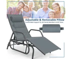 Costway Patio Sun Lounger Outdoor Glider Chair Adjustable Recliner w/Cushion Backyard Garden, Grey