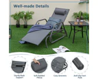 Costway Patio Sun Lounger Outdoor Glider Chair Adjustable Recliner w/Cushion Backyard Garden, Grey