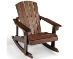 Costway Wood Sun Lounge Kids Rocking Chair Outdoor Adirondack Garden Patio Backyard, Coffee