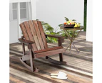 Costway Wood Sun Lounge Kids Rocking Chair Outdoor Adirondack Garden Patio Backyard, Coffee