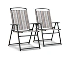 Costway 2x Folding Patio Chairs Metal Frame Outdoor Dining Chair w/Armrest Porch Garden Bistro