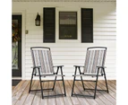 Costway 2x Folding Patio Chairs Metal Frame Outdoor Dining Chair w/Armrest Porch Garden Bistro