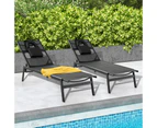 Costway Outdoor Sun Lounger Adjustable Beach Lounge Chair Day Bed w/Face Hole & Cushion Sunbath Spa Poolside, Black