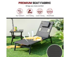 Costway Outdoor Sun Lounger Adjustable Beach Lounge Chair Day Bed w/Face Hole & Cushion Sunbath Spa Poolside, Black