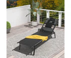 Costway Outdoor Sun Lounger Adjustable Beach Lounge Chair Day Bed w/Face Hole & Cushion Sunbath Spa Poolside, Black