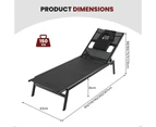 Costway Outdoor Sun Lounger Adjustable Beach Lounge Chair Day Bed w/Face Hole & Cushion Sunbath Spa Poolside, Black