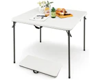 Costway Folding Camping Table Outdoor Portable Desk w/Carry Handle Picnic Hiking Fishing BBQ White