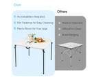 Costway Folding Camping Table Outdoor Portable Desk w/Carry Handle Picnic Hiking Fishing BBQ White