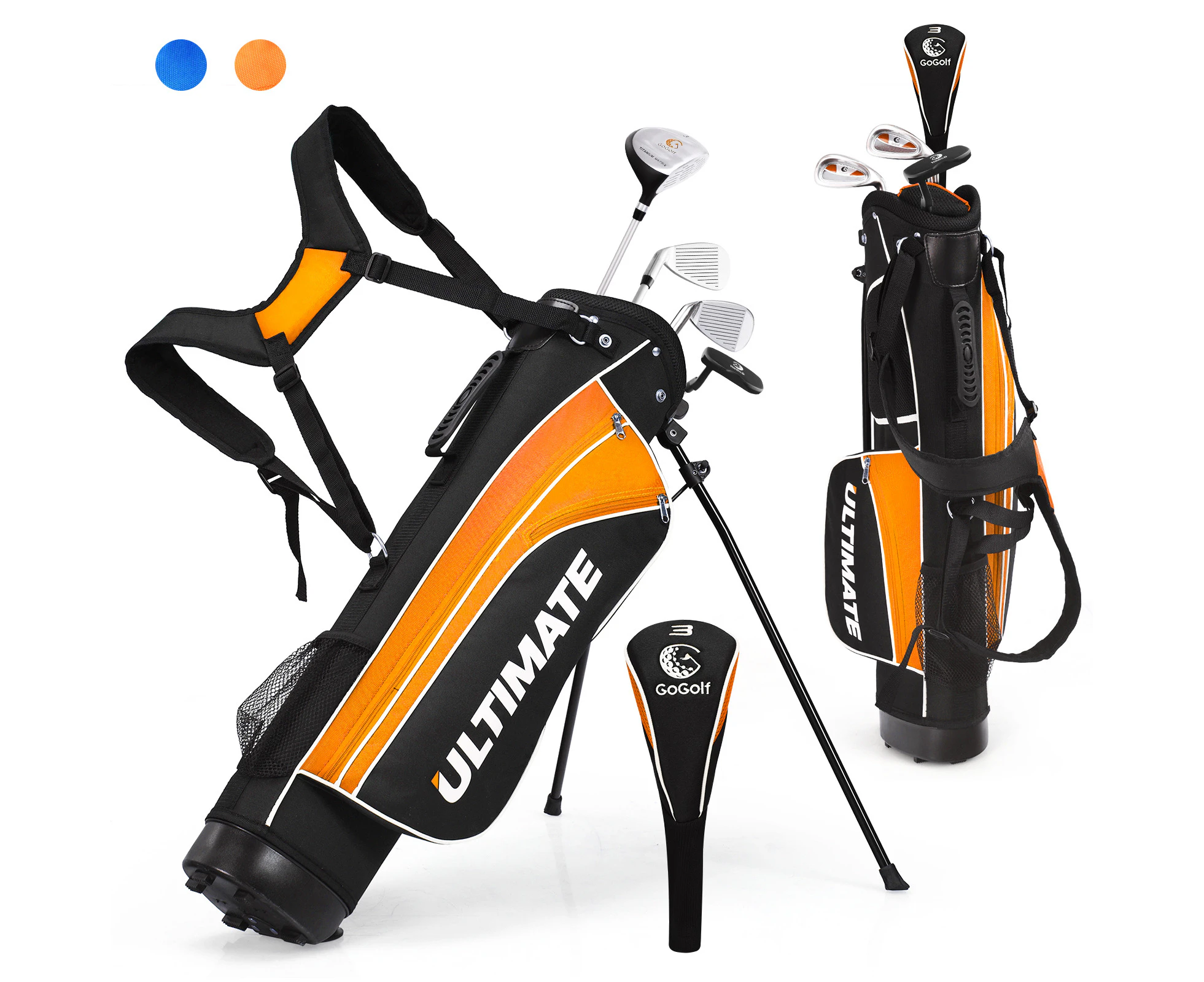 Costway Premium Junior Golf Clubs Set Starters w/Stand Bag & 4pcs Alloy/Metal Driver, Right Hand