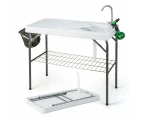 Costway Portable Fish Filleting Table Fish Cleaning Stations Picnic Camping Tables w/Built-in Sink Faucet Spray Nozzle
