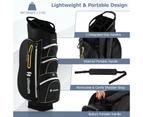 Costway Golf Cart Bag Portable Golf Club Bag Carry Bag w/15 Full Length Dividers & Rain Hood, Black