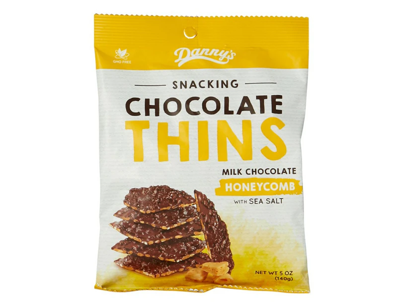 Dannys Chocolate Thins - Milk Chocolate Honeycomb with Sea Salt 140g