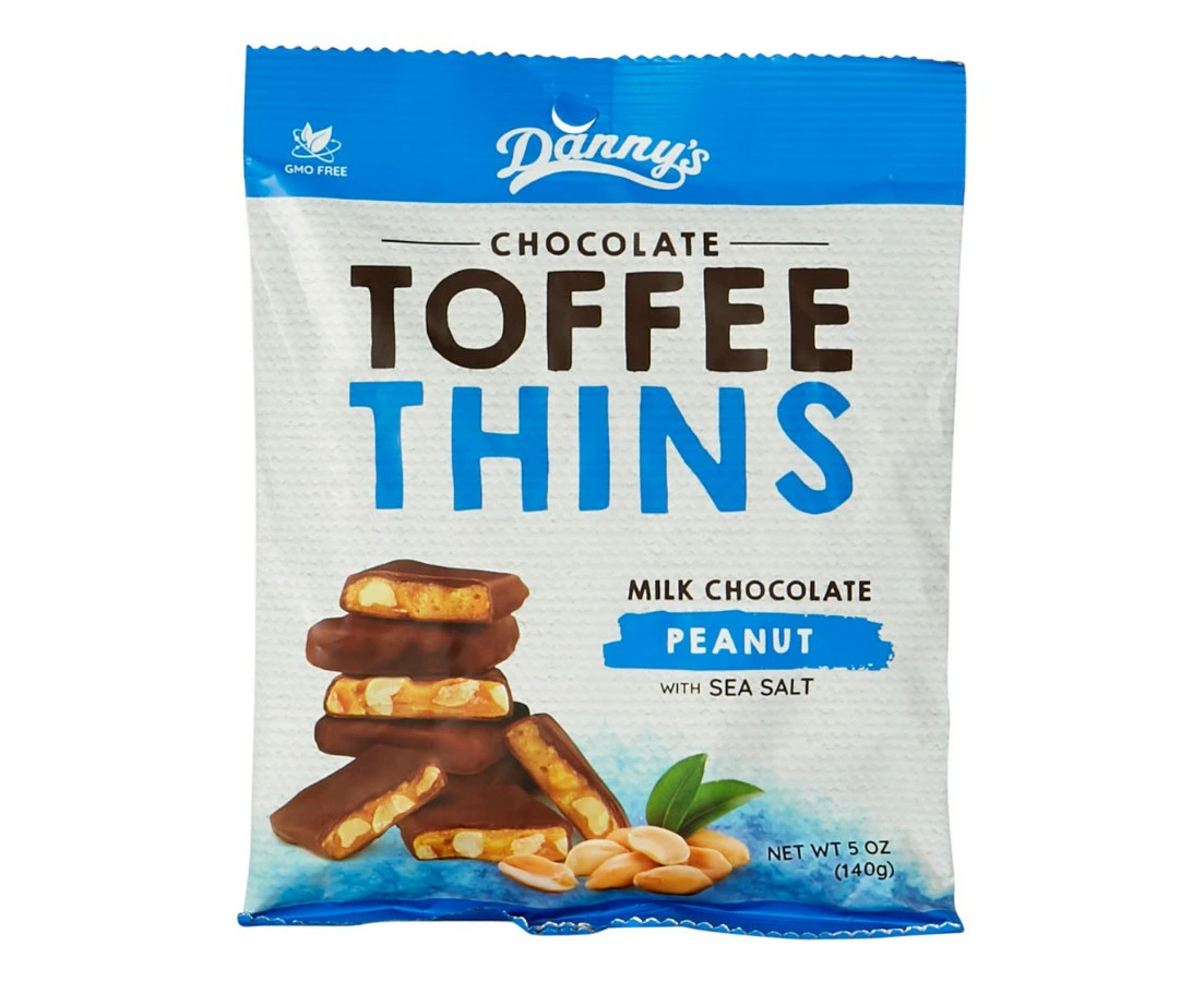 Danny's Toffee Thins - Milk Chocolate Peanut with Sea Salt 140g