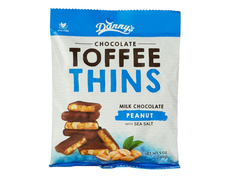 Dannys Toffee Thins - Milk Chocolate Peanut with Sea Salt 140g