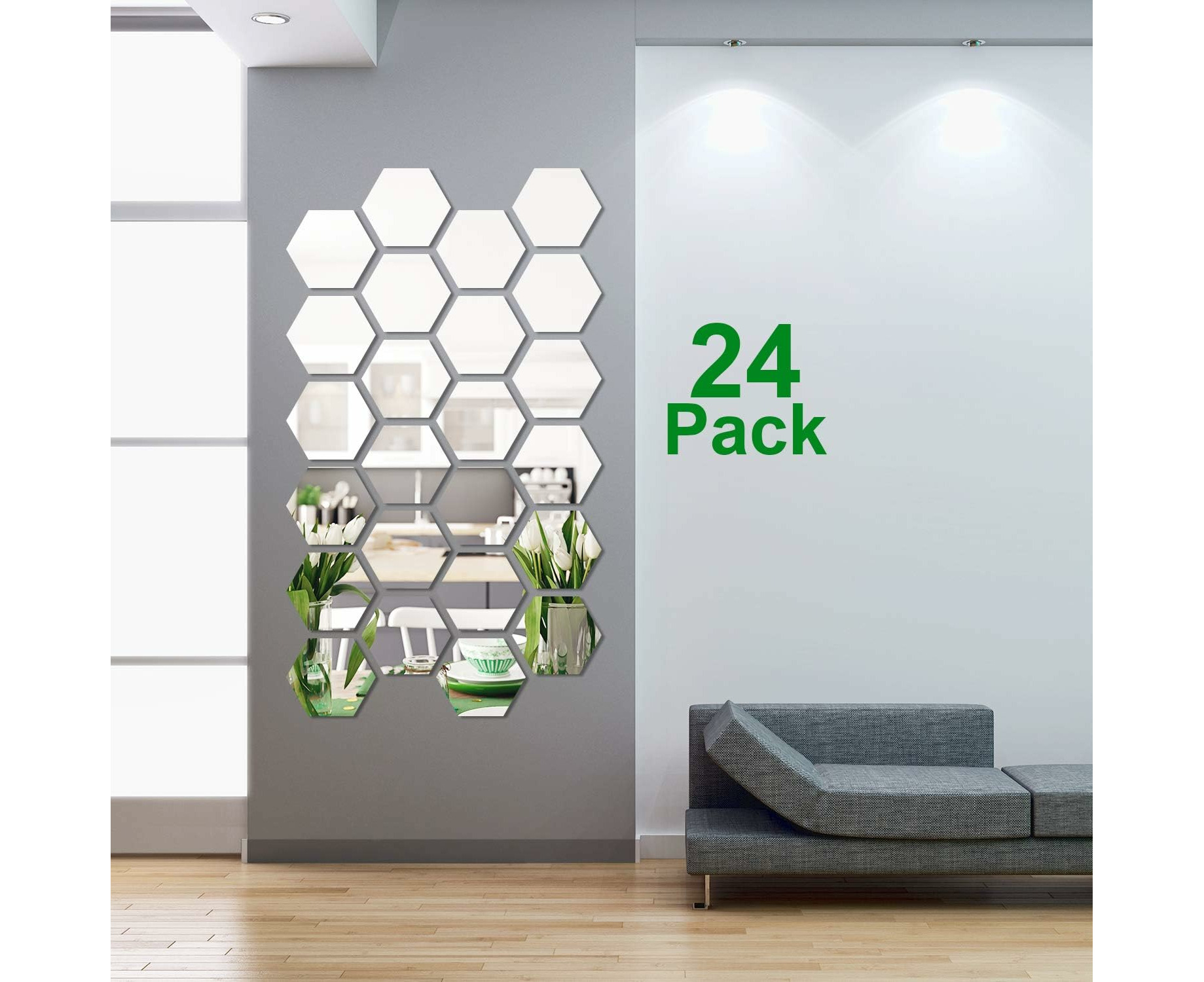 12 Pcs Mirror Acrylic Wall Stickers Removable Mirrors Wall Decal Geometric  Hexagon Decal Wall Sticker For Home Bedroom Living Room Decor