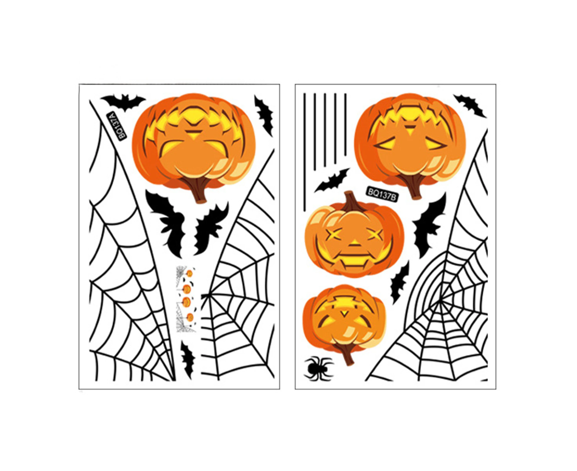 Oraway 2Pcs/4Pcs Glass Decal Witch Ghost Bat Festive Exquisite Decorative PVC Halloween Pumpkin Window Stickers Party Supplies