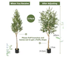 Giantex 2-Pack Artificial Olive Tree 1.85M Faux Potted Plants w/1296 Leaves Home Garden Decor Greenery Plants