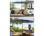 InstaHut 4.57m Outdoor Umbrella w/Base Stand Beach Pole Garden Tilt Charcoal