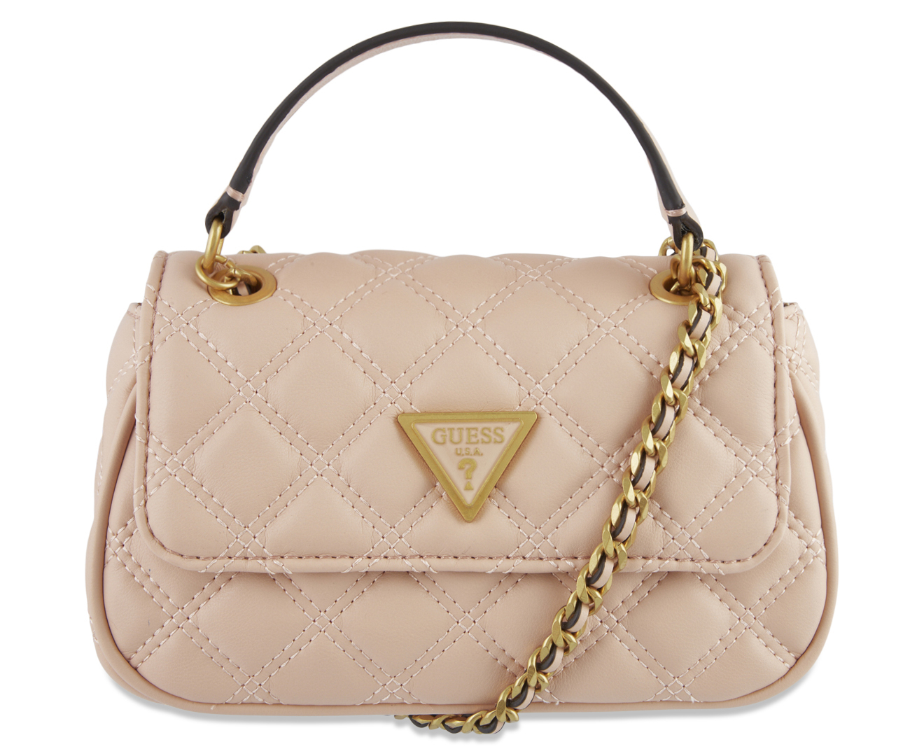 Guess Giully Quilted Small Top Zip Shoulder Bag - Apricot Cream