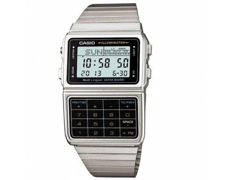Casio DBC 611 1 Databank Silver Tone Retro Unisex Digital Calculator Watch