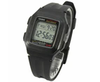 Casio F 201WA 1A Black Silver Illuminator Dual Time Multi function Digital Watch