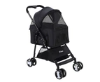 i.Pet Pet Stroller Dog Pram Cat Carrier Travel Large Pushchair Foldable 4 Wheels Black