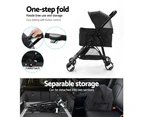 i.Pet Pet Stroller Dog Pram Cat Carrier Travel Large Pushchair Foldable 4 Wheels Black