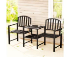 Gardeon Outdoor Garden Bench Seat Loveseat Steel Table Chairs Patio Furniture Black