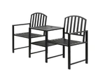 Gardeon Outdoor Garden Bench Seat Loveseat Steel Table Chairs Patio Furniture Black