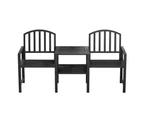 Gardeon Outdoor Garden Bench Seat Loveseat Steel Table Chairs Patio Furniture Black