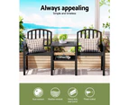 Gardeon Outdoor Garden Bench Seat Loveseat Steel Table Chairs Patio Furniture Black