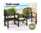 Gardeon Outdoor Garden Bench Seat Loveseat Steel Table Chairs Patio Furniture Black