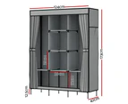 Artiss Large Portable Clothes Closet Wardrobe with Shelf Grey