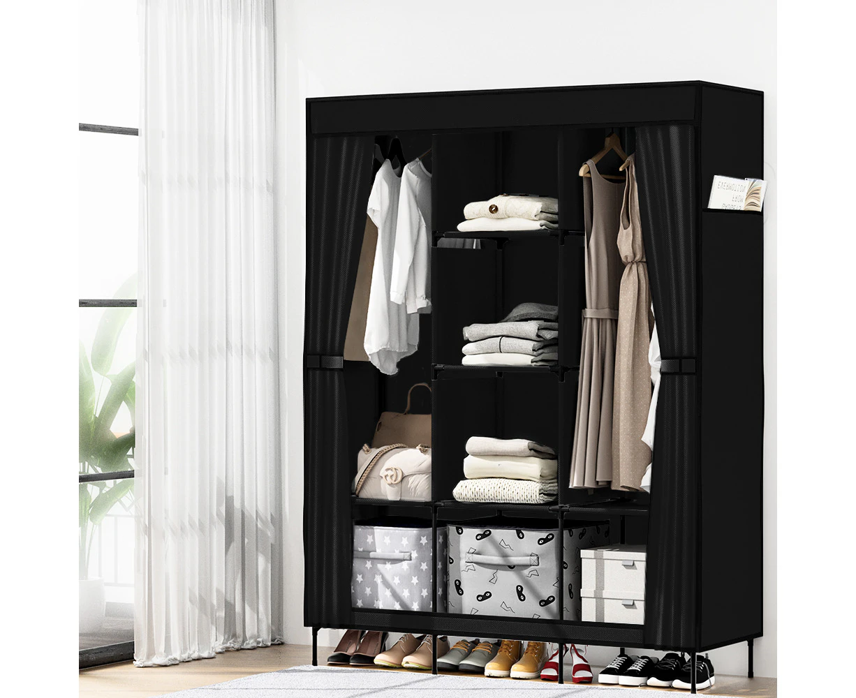 Artiss Large Portable Clothes Closet Wardrobe with Shelf Black