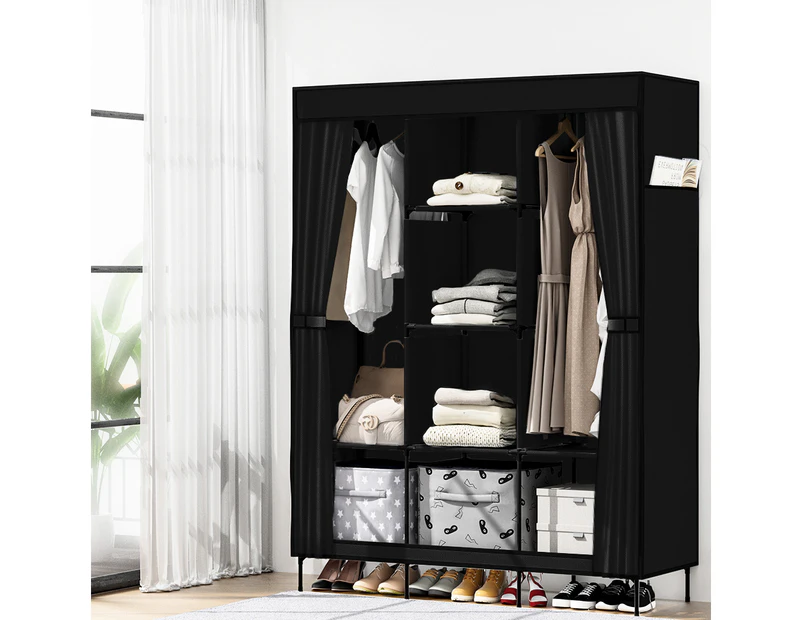 Artiss Large Portable Clothes Closet Wardrobe with Shelf Black