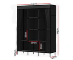 Artiss Large Portable Clothes Closet Wardrobe with Shelf Black