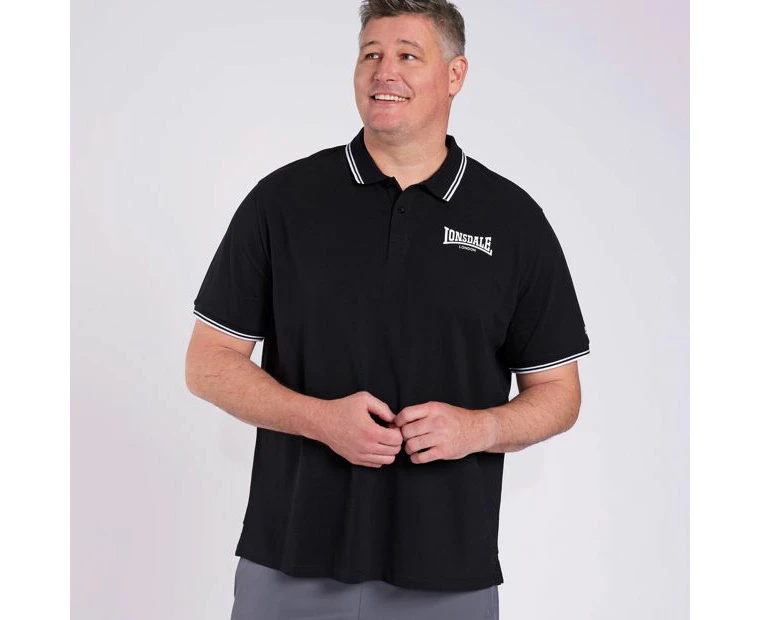 Lonsdale London Plus Size Axbridge Pique Polo Top - Black