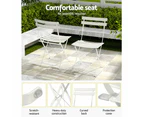 Gardeon 3PC Outdoor Bistro Set Steel Table and Chairs Patio Furniture White