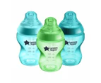 Tommee Tippee Closer to Nature Colour My World Baby Bottle 260ml - 3 pack - Blue