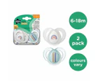 Tommee Tippee 2 Pack Night Time Soothers 6-18 months - Assorted*