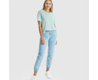 Piping Hot Chambray Jogger Pants - Blue