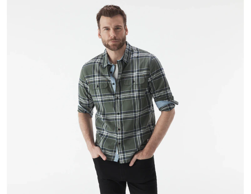 Quiksilver Men's Kirkham Emea Long Sleeve Flannel - Green