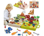 262pcs Building Blocks with Electric DrillTake Apart Dinosaur Toys for Boys & Girls STEM Building Toys for Kids Ages 4-8