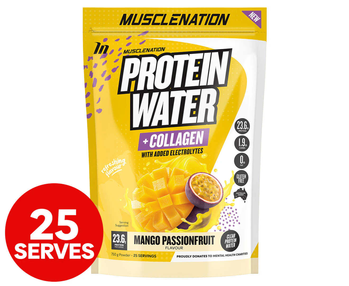 Muscle Nation Protein Water Mango Passionfruit 750g