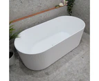 1500*750*580mm Brighton Groove Matt White Oval Fluted Freestanding Bath No Overflow