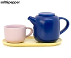 Salt & Pepper Oleta T4ME Teapot & Cup Set - Cobalt