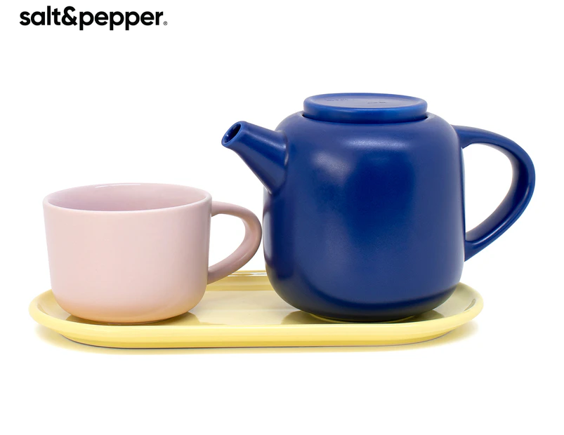 Salt & Pepper Oleta T4ME Teapot & Cup Set - Cobalt