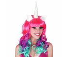 Faith Unicorn Wig Pink Purple Blue with Horn - Adult