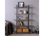 5 Tier Industrial Wood and Metal Bookshelves Retro Brown