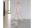 Traderight 5 Step Ladder Folding Aluminium Portable Multi Purpose Household Tool - Silver